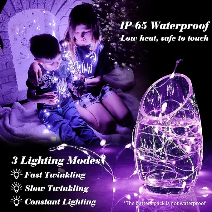 ZGWJ 100 Pack Fairy Lights Battery Operated, 7ft 20 Mini LED Fairy String Lig...