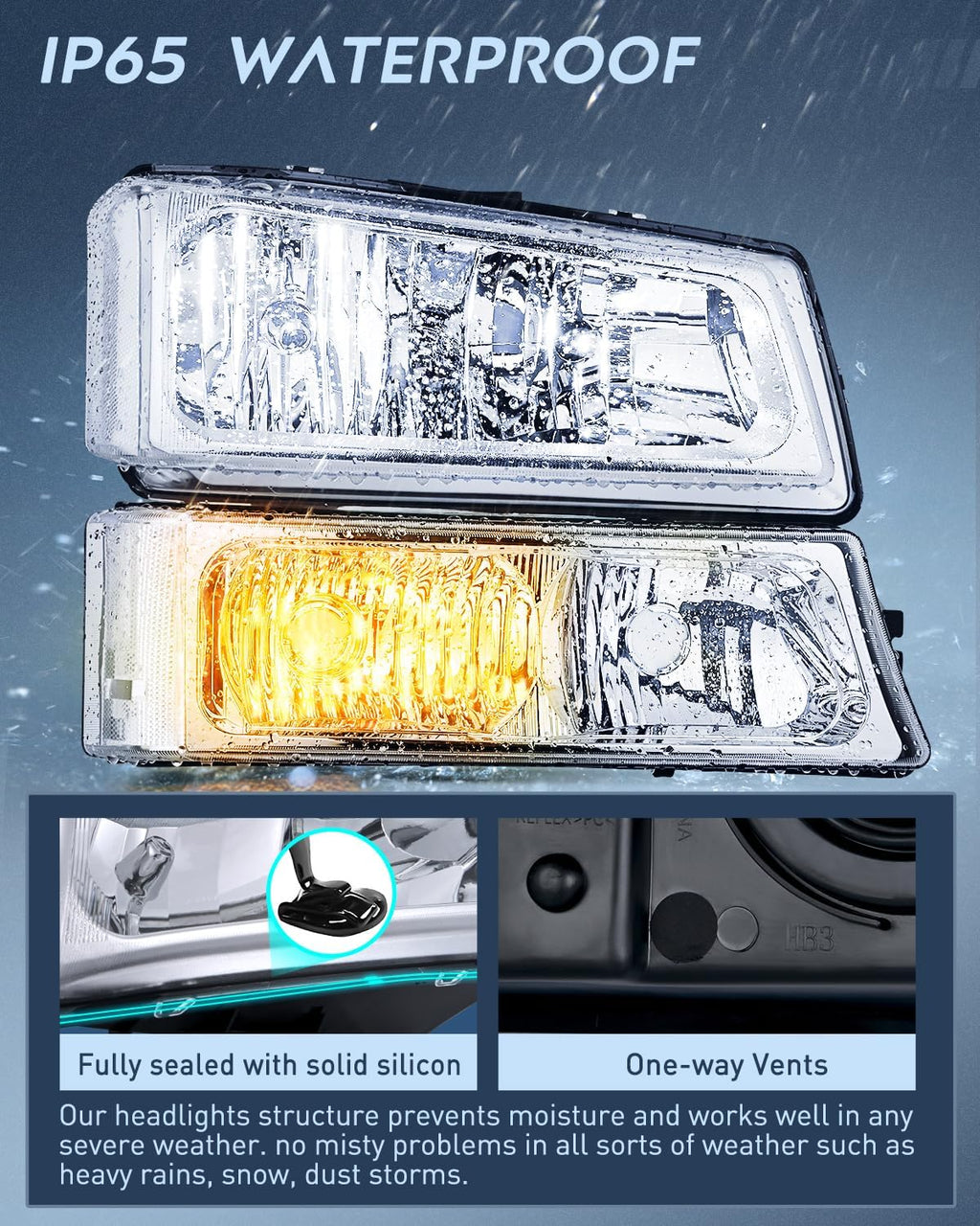 Nilight Headlight Assembly for 2003 2004 2005 2006 Chevy Silverado Avalanche 1500 1500HD 2500 2500HD 3500 Chevrolet Pickup Replacement Headlamp Housing Bumper Lamp Set