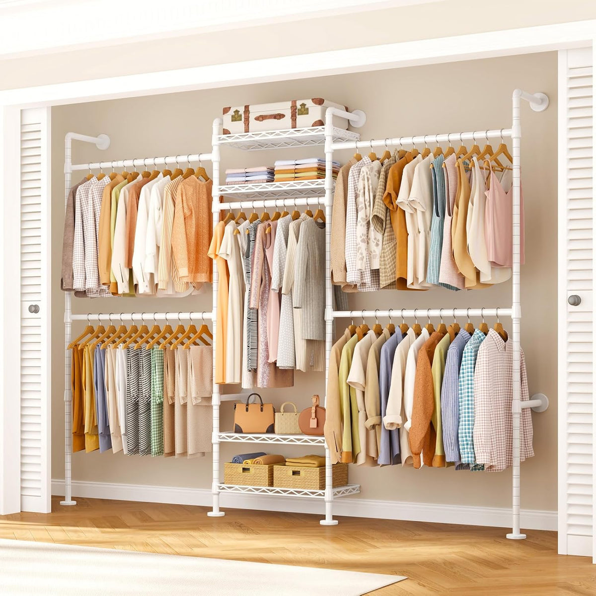 ulifhome m7 wall-mounted clothes rack, heavy-duty garment closet, main product view