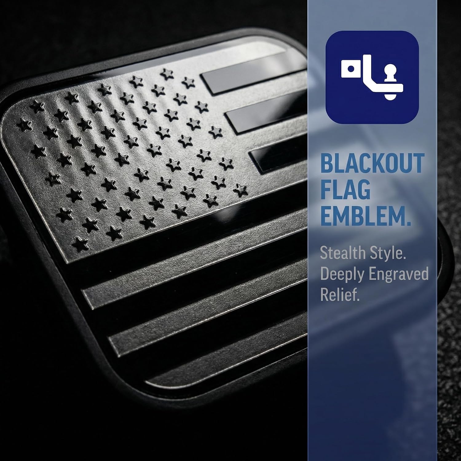 2 Inch Trailer Hitch Covers, Upgraded Rubber Tow Hitch Cover with American Flag Design, Black Silver Receiver Tube Hitch Plug, Automotive Exterior Accessories