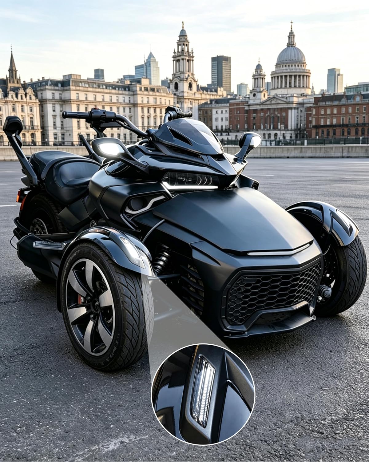 SAUTVS LED Front Fender Lights for Spyder, Smoked Black Fender Reflectors Wheel Lights with Turn Signals for Can-Am Spyder F3 F3-S F3-T RT RT-S LIMITED 2013-2018 Accessories (2PCS)