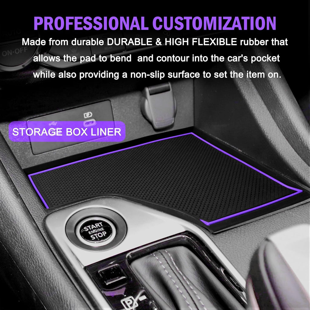 Customized Liners for Nissan Sentra Accessories 2020-2022 2023 2024 2025 3D Cup Holder Insert Liner Center Console Liner Door Pocket Mats Inserts Non-Slip Mats Pad 17-PC Set (Purple Trim)