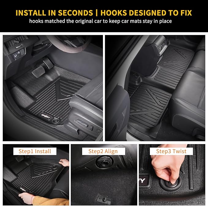 GINOWY- Floor Mats for Kia Seltos 2020-2024 2025, TPE All Weather Protection - Image 3