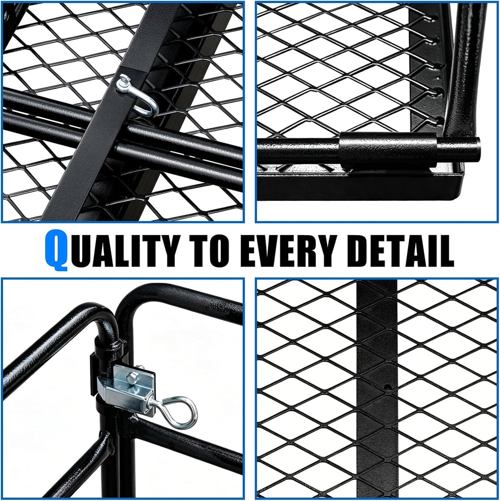 LWTURMRT Trail Hitch Mount Cargo Carrier Basket 58" x 24" x 14" Folding Vehicle Cargo Baskets Fits 2" Receiver with 2" Hitch Stabilizer for SUV can Holder 500LBS (14" high Black+Bag)