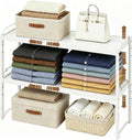 cottage charm expandable stackable closet shelf organizer, adjustable, main product view