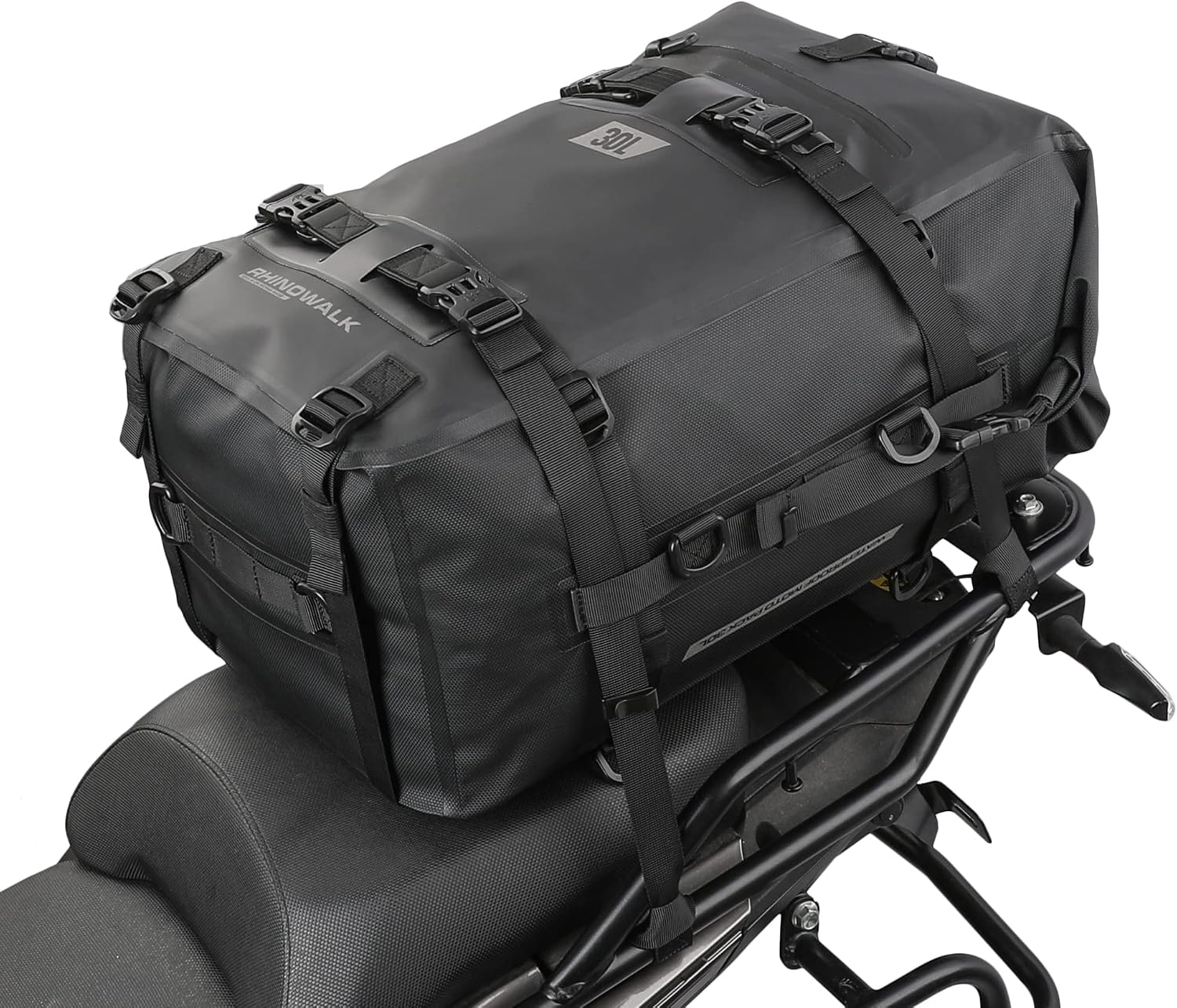 Rhinowalk Motorcycle Tail Bag, Travel Luggage Bags, Waterproof Rear Carrier, Motorcycle Rear Seat Bag Backpack, Rear Rack Trunk - Black 30L