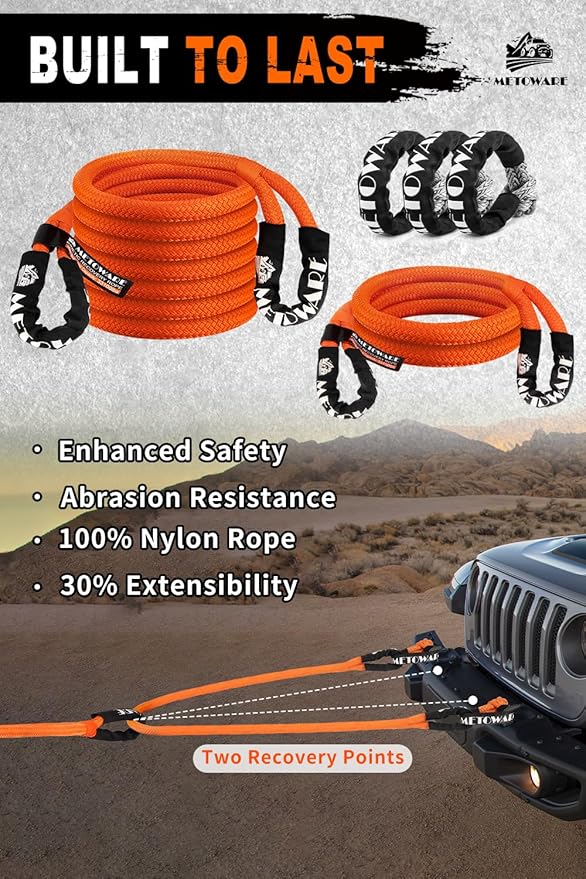 METOWARE Recovery Kit, Kinetic Recovery Rope 35, 000 LBS - Image 4