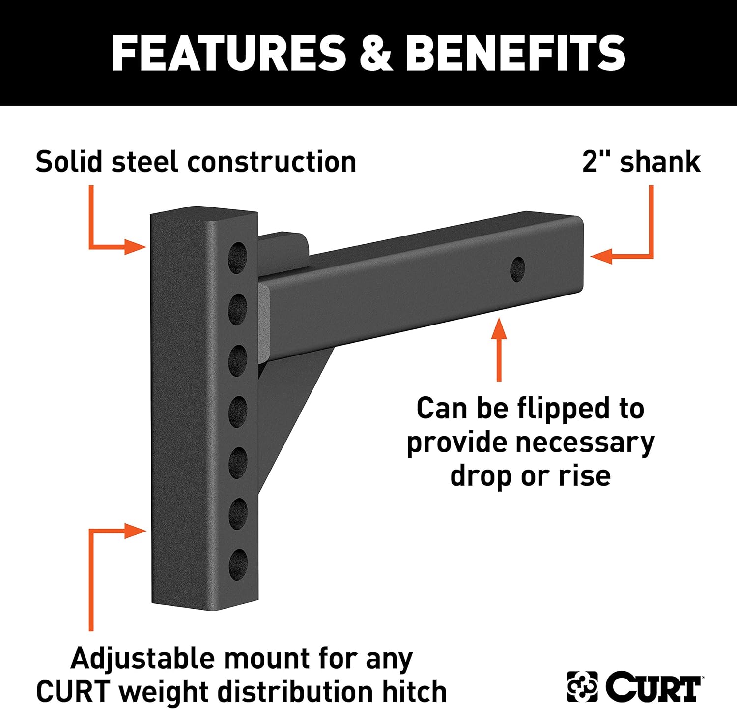 Curt Manufacturing 17102 Adj Hitch Bar 14 in Length