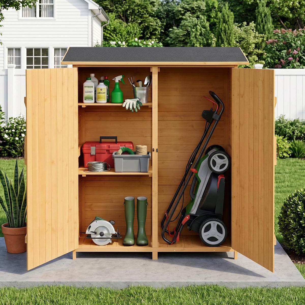 vingli upgraded outdoor wooden storage shed, extra large, main product view