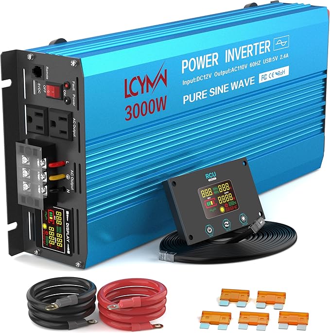3000 Watt Inverter Pure Sine Wave DC 12V to 110V AC Power Inverters by LCYMW