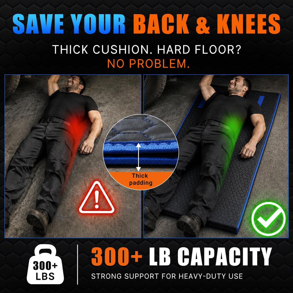 Magic Rolling Creeper Mat Portable Mechanics Mat | for Low Clearance, Slide Under Car Easily, Foldable Garage Padded Mat, Storage Bag Included, Men's Gift for Father