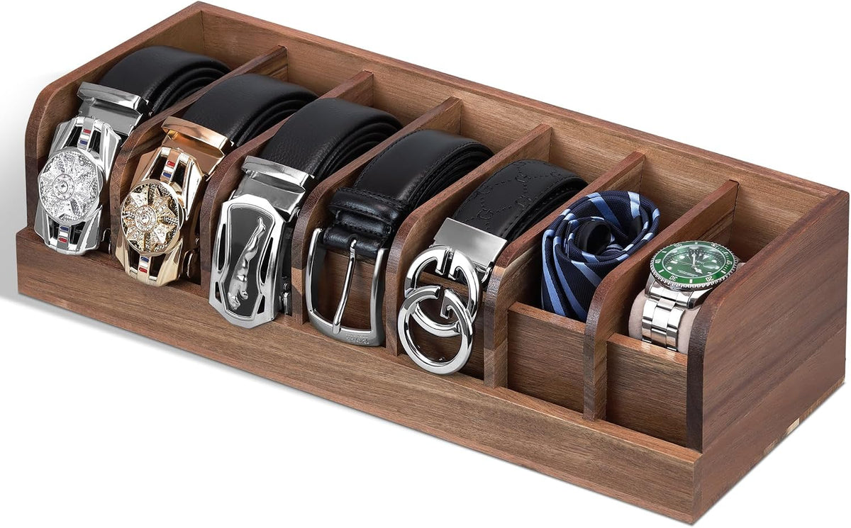 belt organizer, 7 compartment belt holder belt hanger, main product view