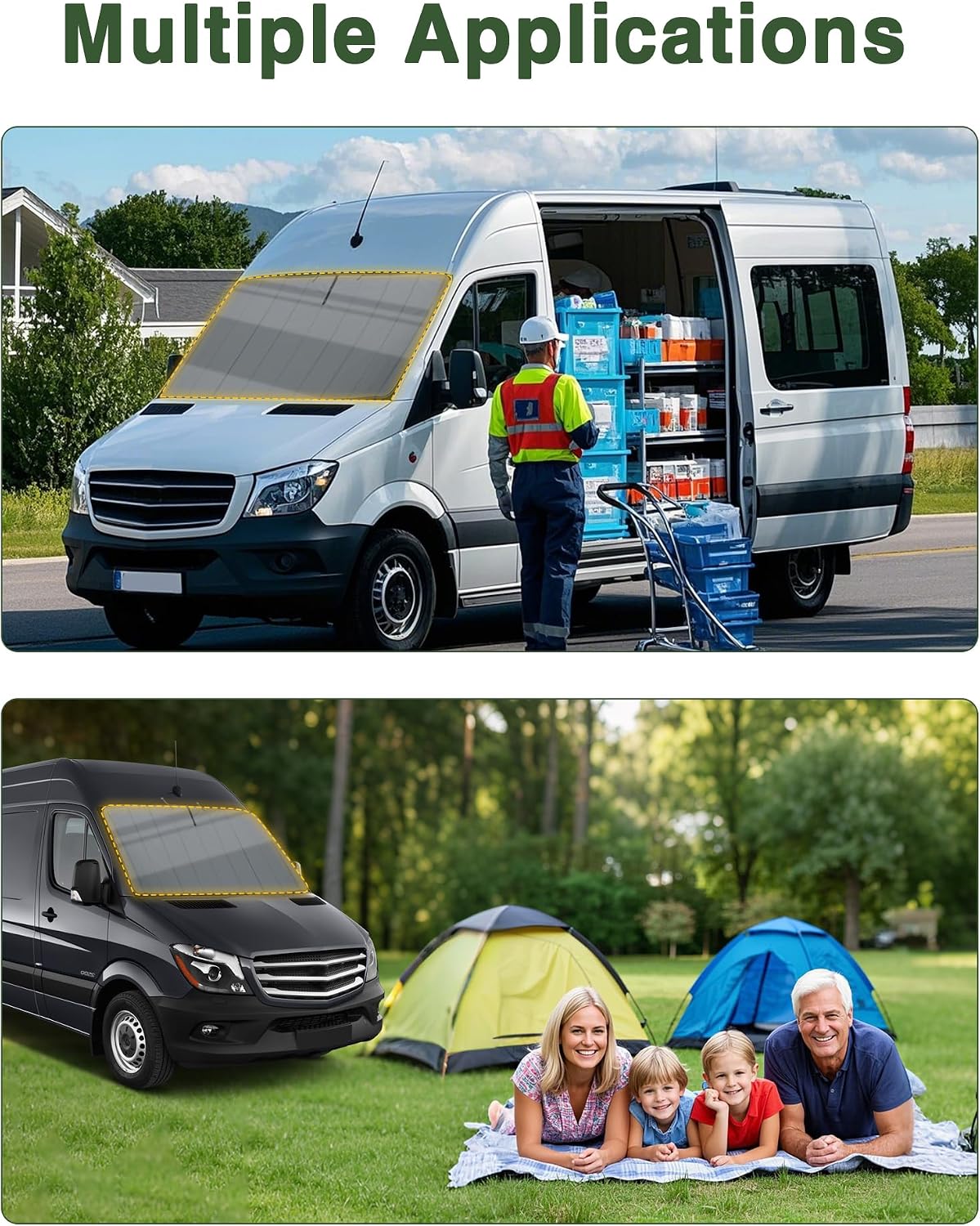 Insulated Blackout Windshield Covers Fit for Mercedes-Benz Sprinter Van Window Covers NCV3/VS30 2007-2024 Van Window Shade, Gray