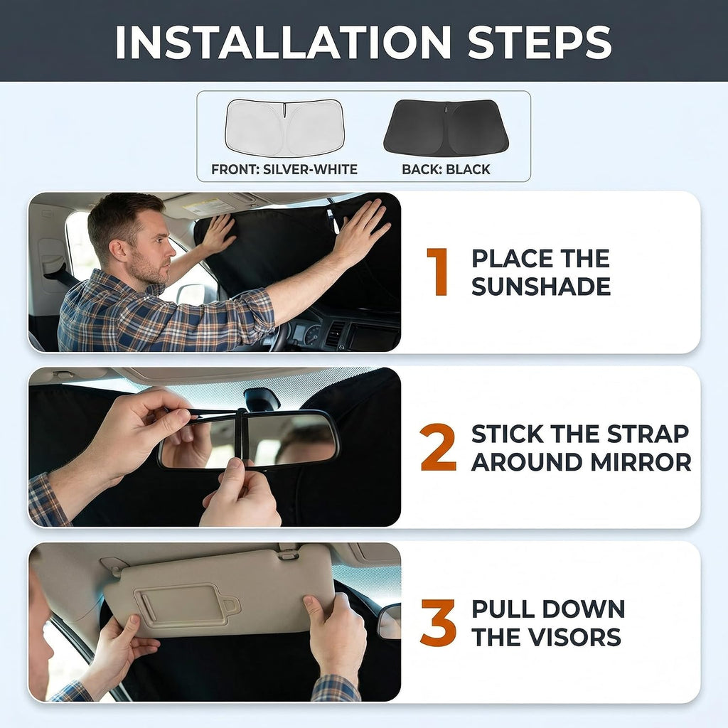 Sun Shade for 2019-2024 2025 2026 GMC Sierra 1500 2500 3500 SLT, AT4, Denali Pickup Accessories Windshield Sunshade Cover Front Window Shade Fit Sierra 1500 Sun Visor Protector Foldable Blocks UV Rays