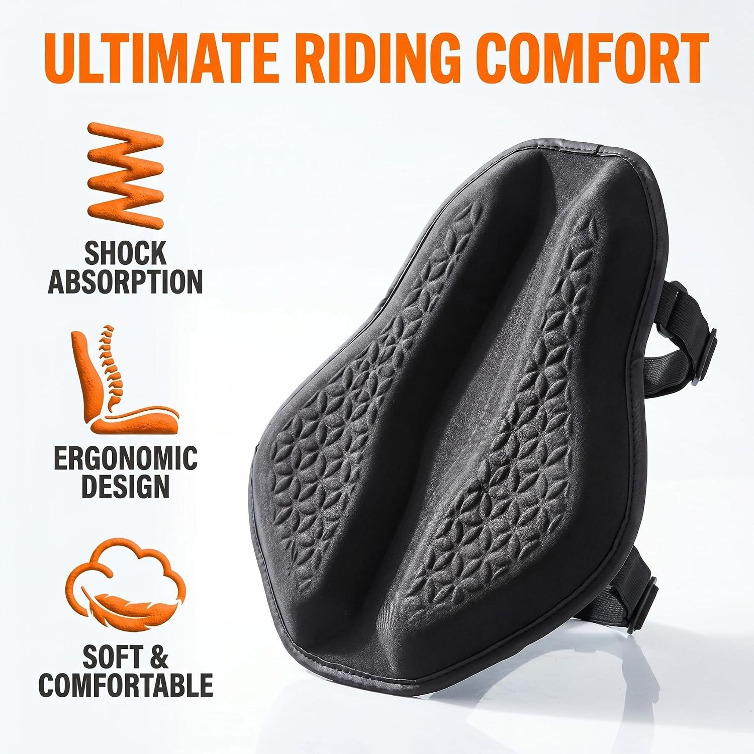 Upgraded Motorcycle Gel Seat Cushion, Universal Motorcycle Seat Pad, Shake Rider Cushion, Enlarged Ventilation Channels, Large 3D-Honeycomb Structure, Shock Absorption and Breathable for Long Rides