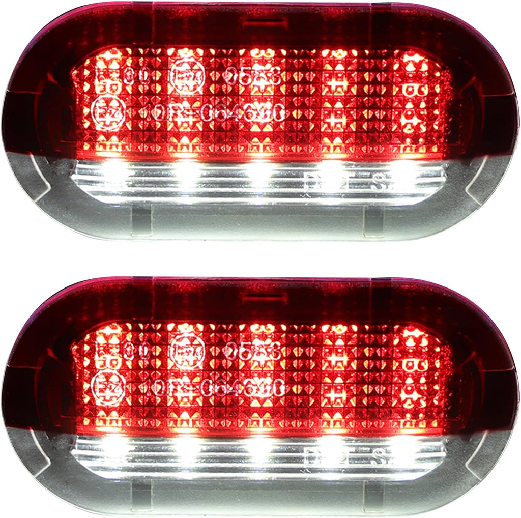 1 Pair LED Courtesy Door Light for for VW Beetle 1998-2005 for VW Beetle Cabriolet 2003-2005 White & Red Courtesy Projector Under Door Warming Lamps