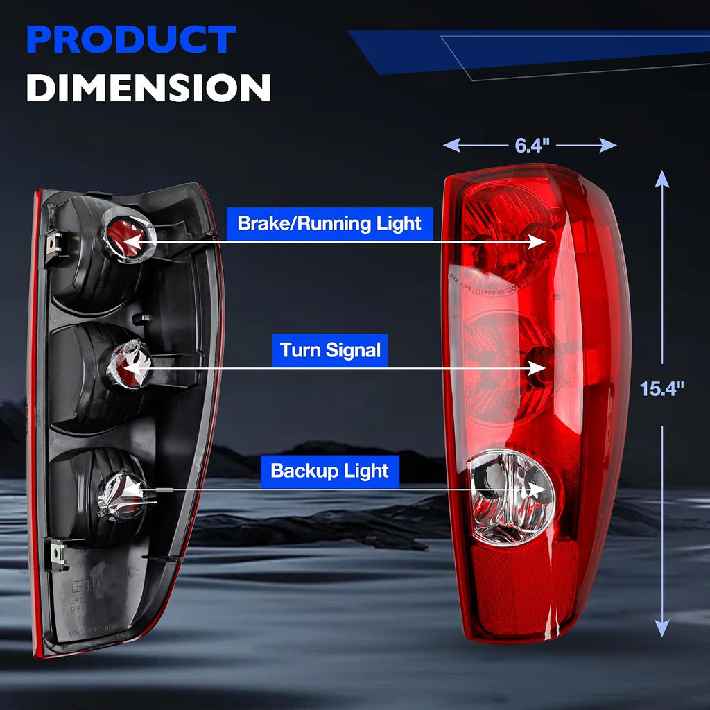 Tail Light Assembly Compatible with 2004-2012 Chevy Colorado/GMC Canyon, Left & Right Halogen Rear Tail Lamps, Brake Taillight Housing Replaces GM2800164 GM2801164