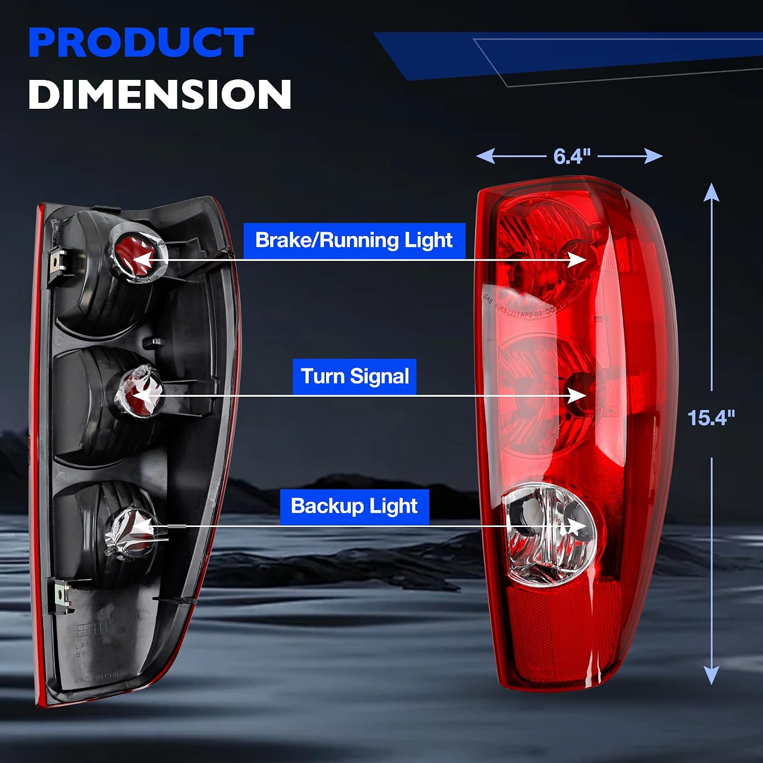 Tail Light Assembly Compatible with 2004-2012 Chevy Colorado/GMC Canyon, Left & Right Halogen Rear Tail Lamps, Brake Taillight Housing Replaces GM2800164 GM2801164