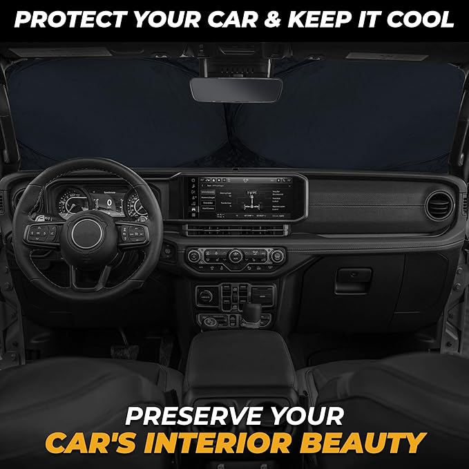 Jeep Windshield Sunshade | Protects Sun Visor from UV and Heat Protection | Fits - Image 2