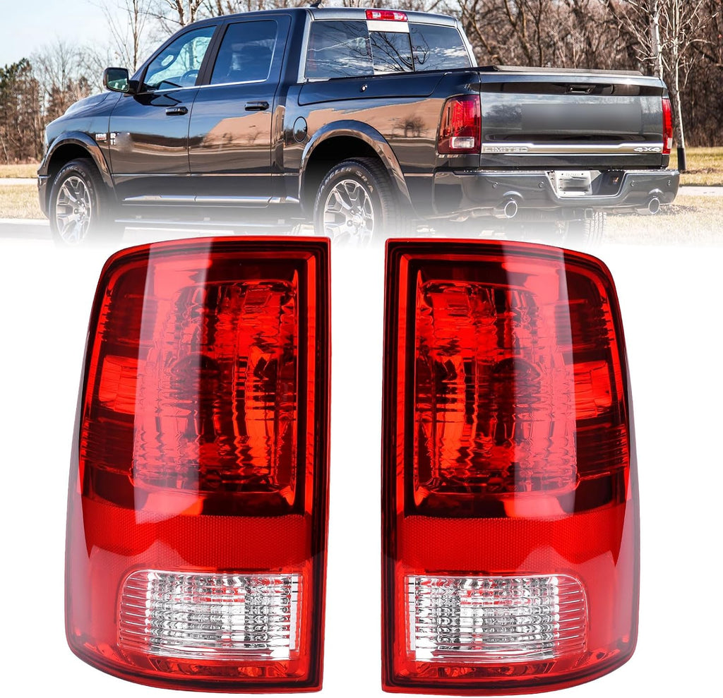 Tail Light Halogen Type Compatible With 2009-2018 Dodge Ram 1500 2500 3500 | NON-LED Model,with Bulbs,Driver and Passenger Side,Taillight Rear Lamp Assembly,55277415AD,55277414AE