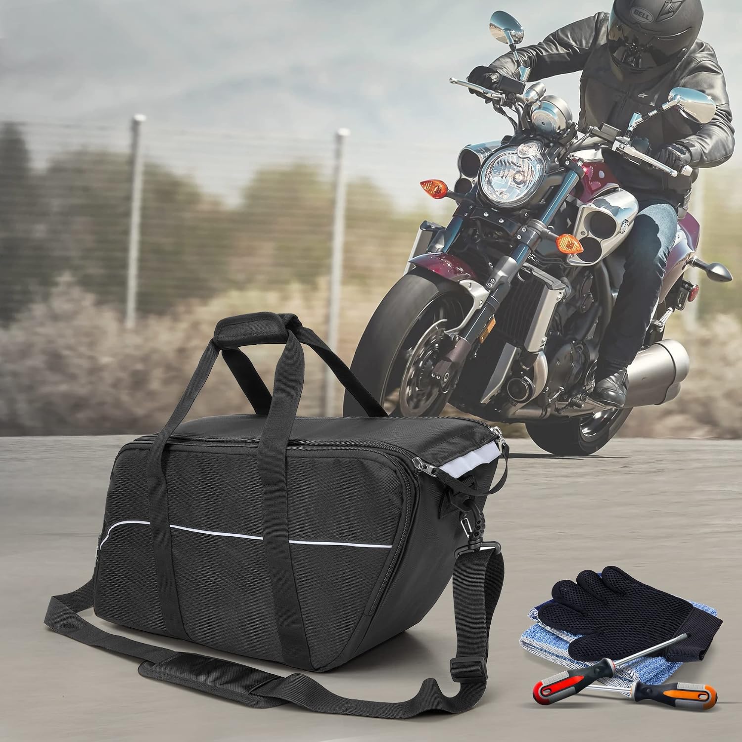 HODRANT Saddlebag Liners Bag, Travel Motorcycle Saddlebag Organizer Compatible with Harley Davidson 1993-2022 Touring Road Glide/Street Glide/Electra Glide/Road King Hard Saddlebag, 1 Bag Only