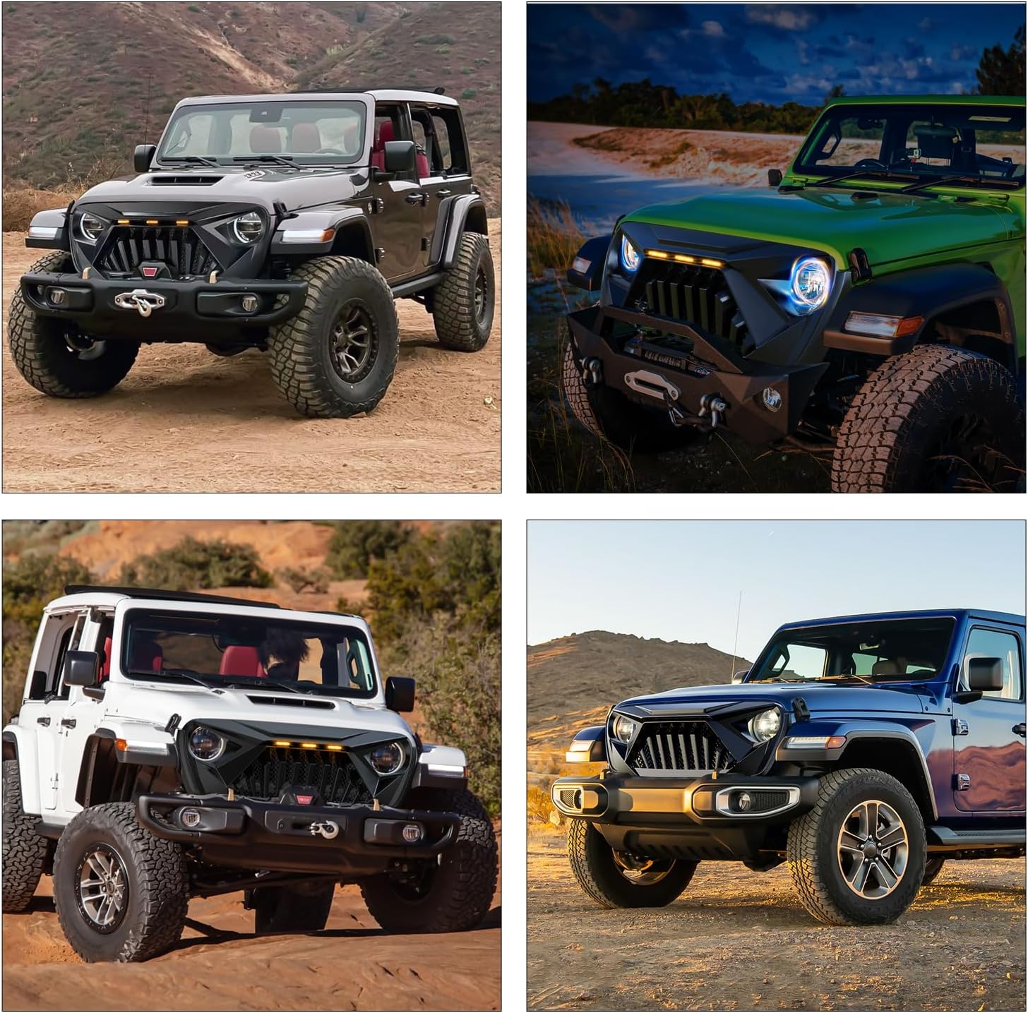 Nilight Front Bumper Grill Cover for 2018 2019 2020 2021 2022 2023 2024 2025 Wrangler JL and Gladiator JT with LED Amber Lights Matte Black