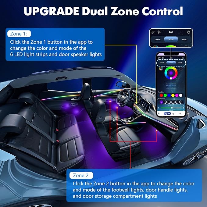 2025 Upgraded Dreamcolor Acrylic Interior Car LED Strip Light - Image 5