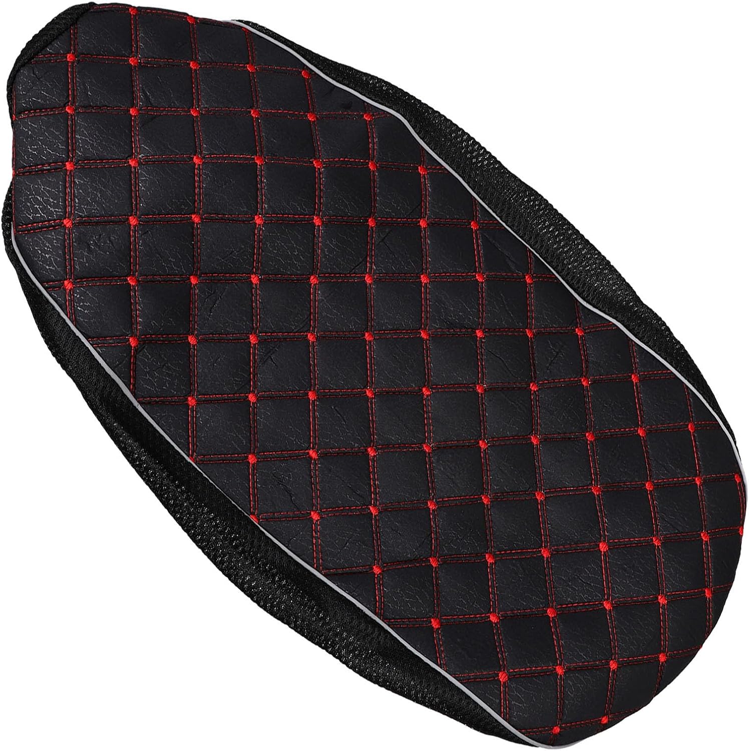 Motorcycle Seat Cover Cushion Breathable Anti-Slip Mesh Fabric Large Red Grid Pattern Sunscreen Protector for Scooter and Moped All-Season Electromobile Seat Pad
