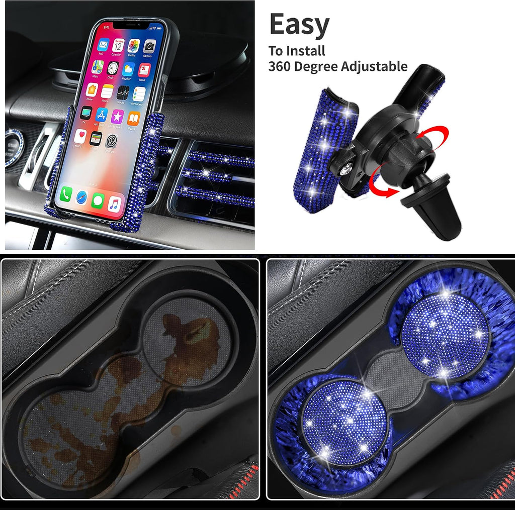 car pass 23 pcs bling diamond car accessories showing dimensions