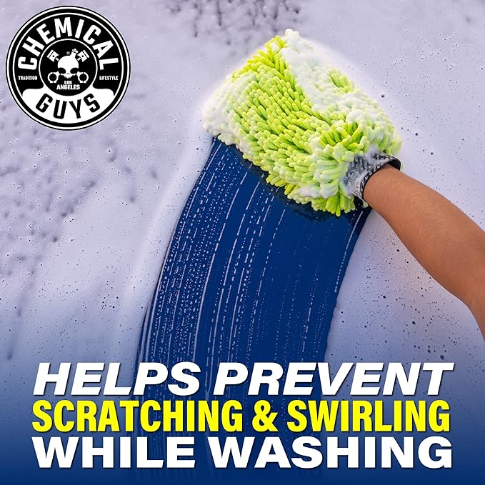 Chemical Guys, Chenille Premium Scratch-Free Microfiber Wash Mitt, Lime Green - Image 2