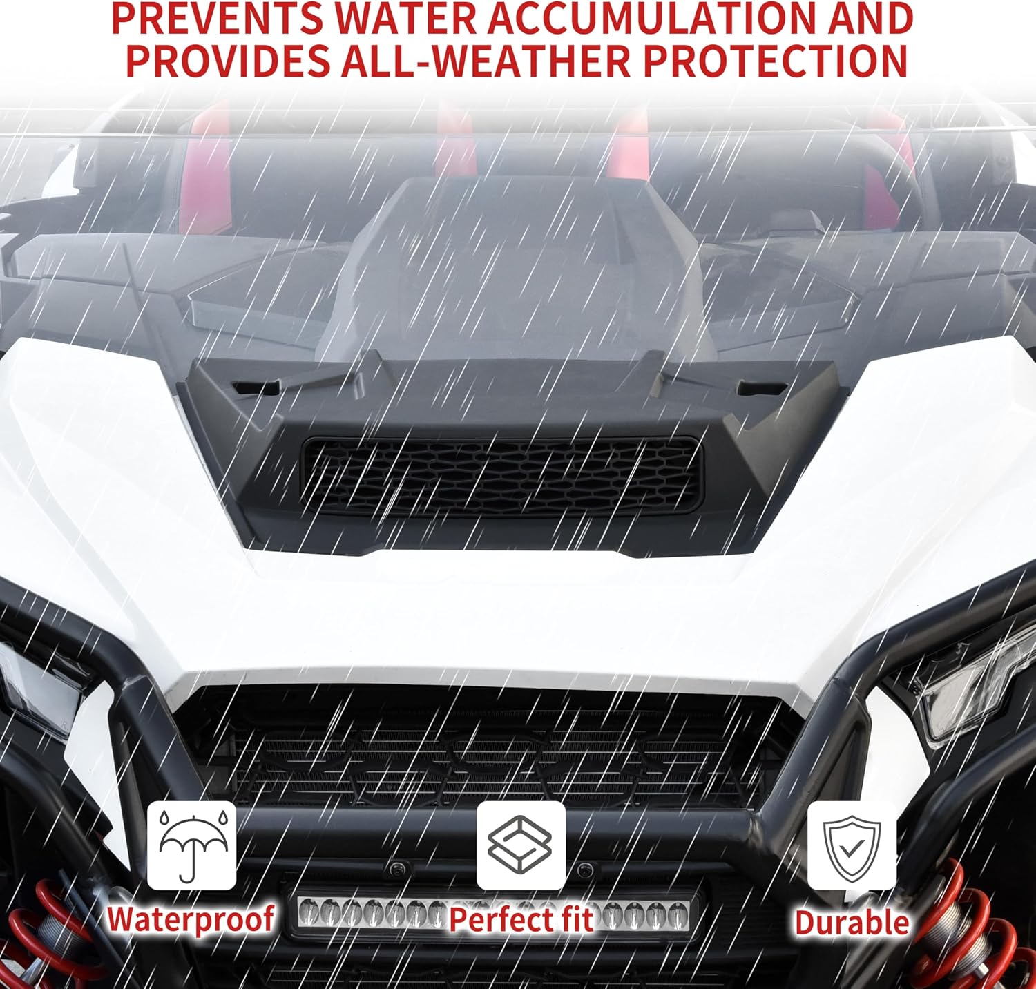 Front Turbo Hood Scoop for Polaris RZR XP 1000/XP4 1000 2024-2025 Accessories, Black Sport Air Intake Kit with Large Vent, Fast Heat Dissipation Durable Polypropylene Material