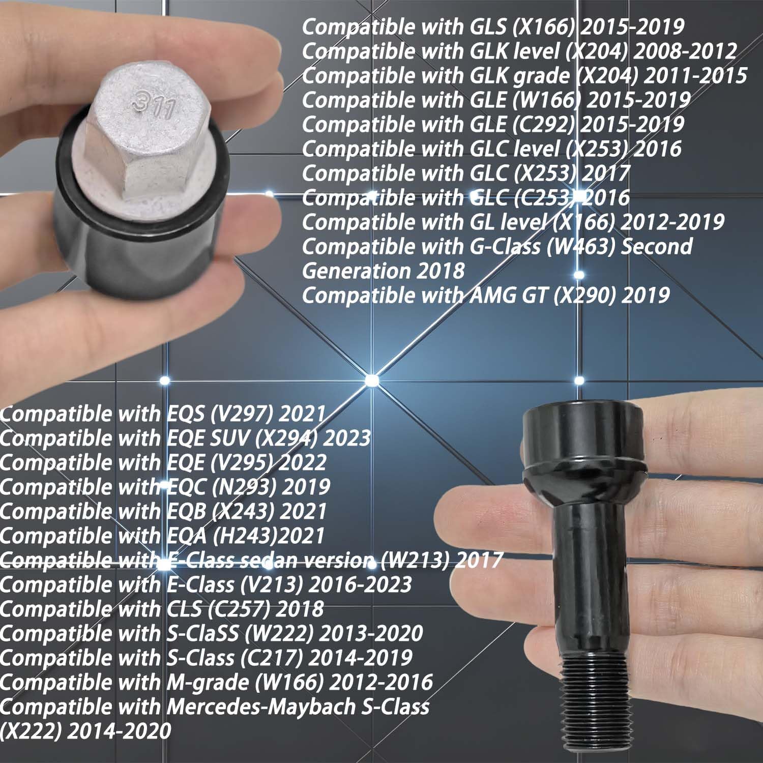 0019901707 Rim Locks Bolt Compatible with Mercedes-Benz E300 E350 S450 GLC300 CLS450 C43 C63 GLC43 S63 S65, Wheel Lock Bolt Nut Set Replace A0019901707