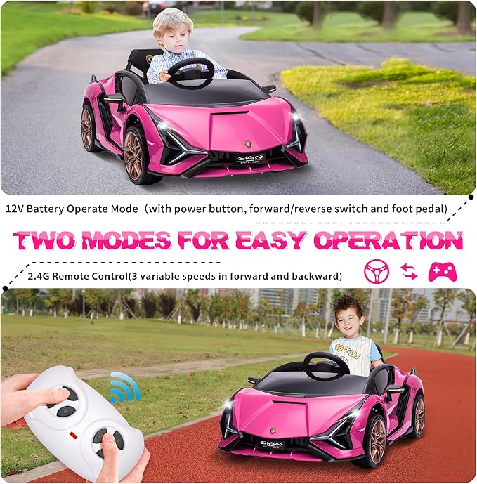 Licensed Lamborghini SIAN Kids Electric Ride On Car Toy by TOBBI, 12V Battery - Image 3