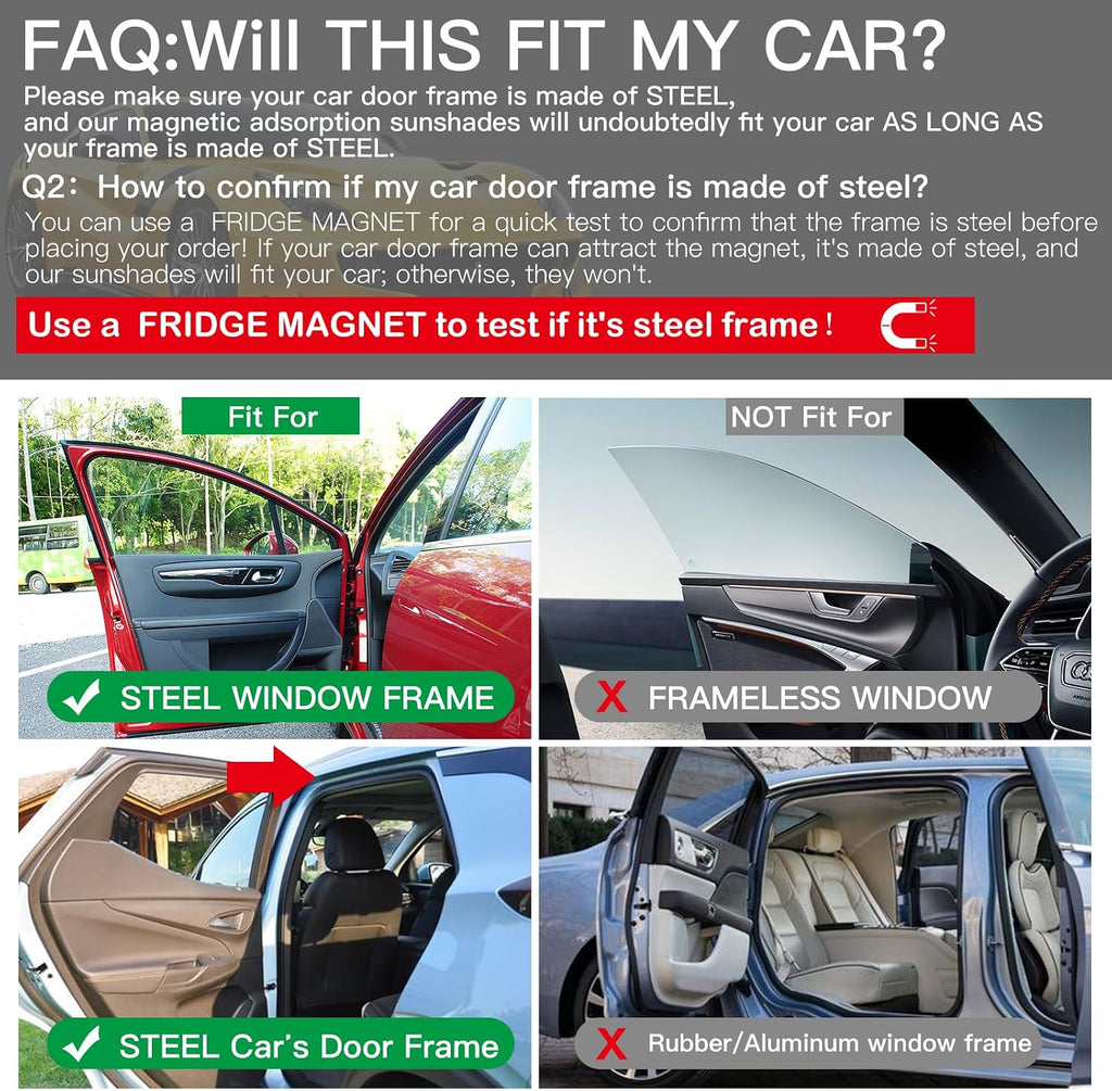 Ovege Car Window Shades Magnetic 2pcs Universal Car Window Screen Mesh Side Window Sun Shade Automotive Window Sunshades for Driver Passenger (Front Seat 2pcs-)