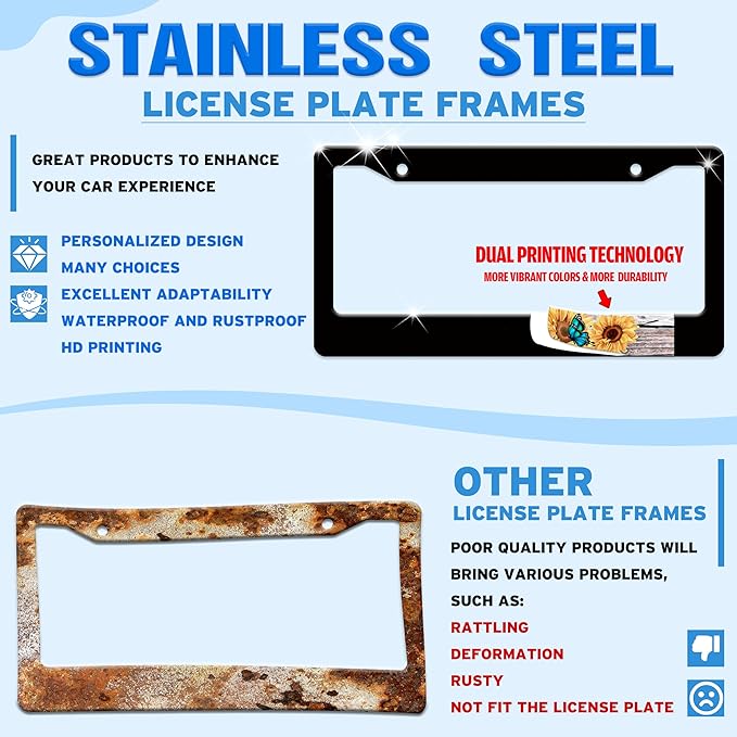 Red and Blue Flames License Plate Frame Abstract Fire License Plate Holder - Image 2