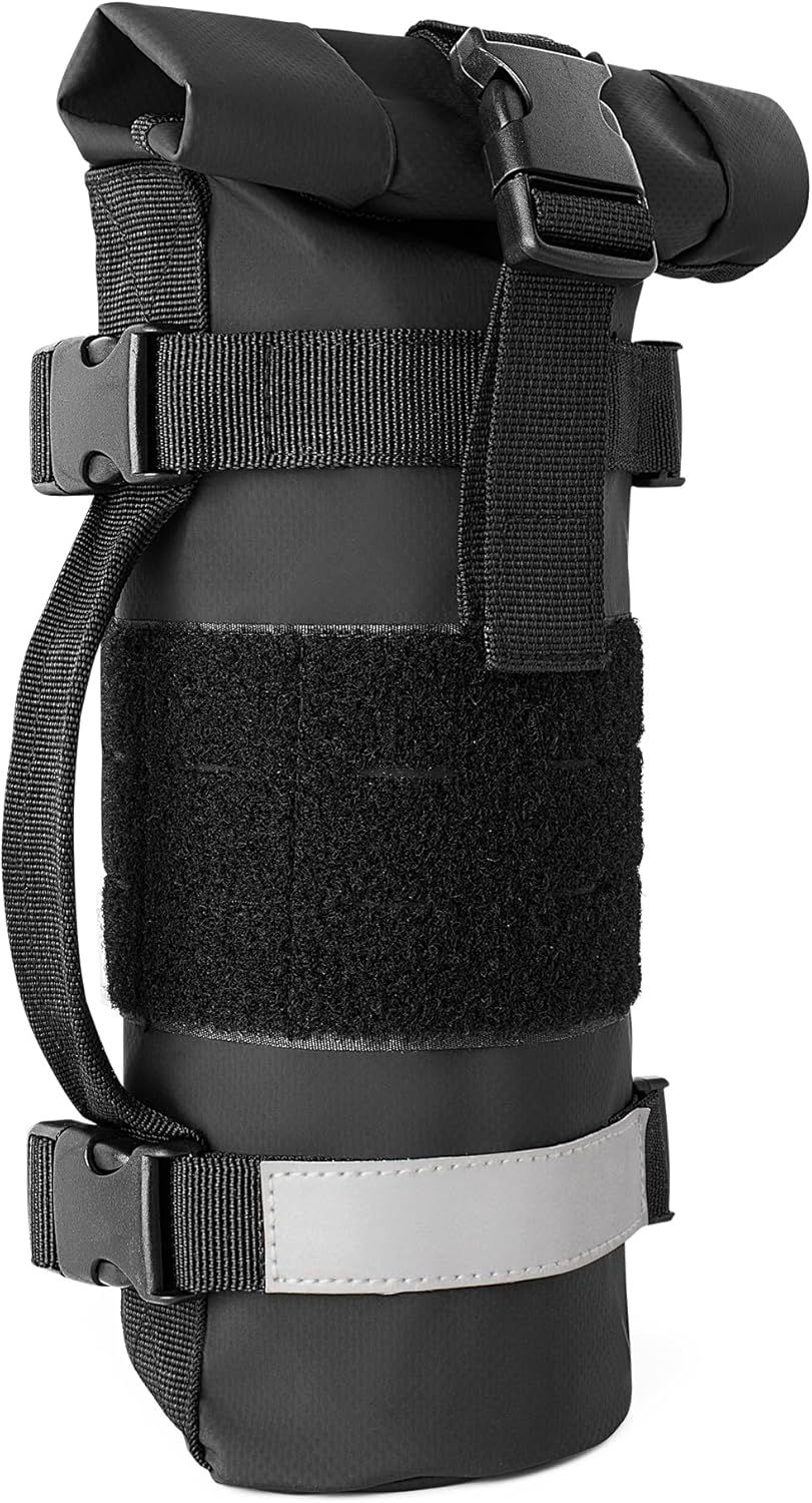 Rexmica Fuel Bottle Holder for 30 oz Fuel Bottle, Fuel Bottle Pouch Bag Fit for Mounting on Motorcycle or on MOLLE Bag Backpack, Black (Patented Design), RM01001
