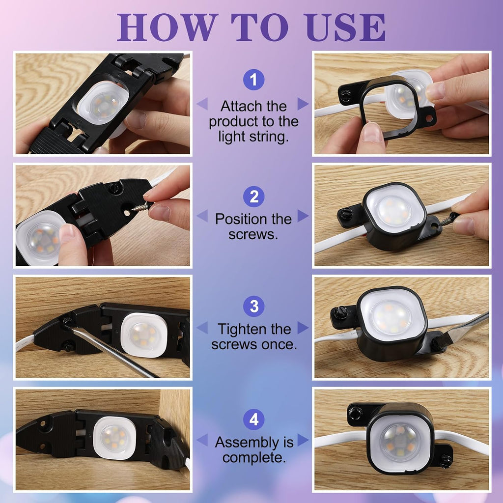 nuanchu 99 pcs light clips set compatible with, close-up detail