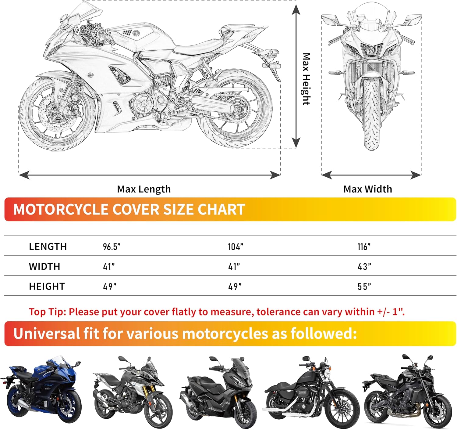 Motorcycle Cover Waterproof for Harley Davidson Street Glide Touring XXXL Orange