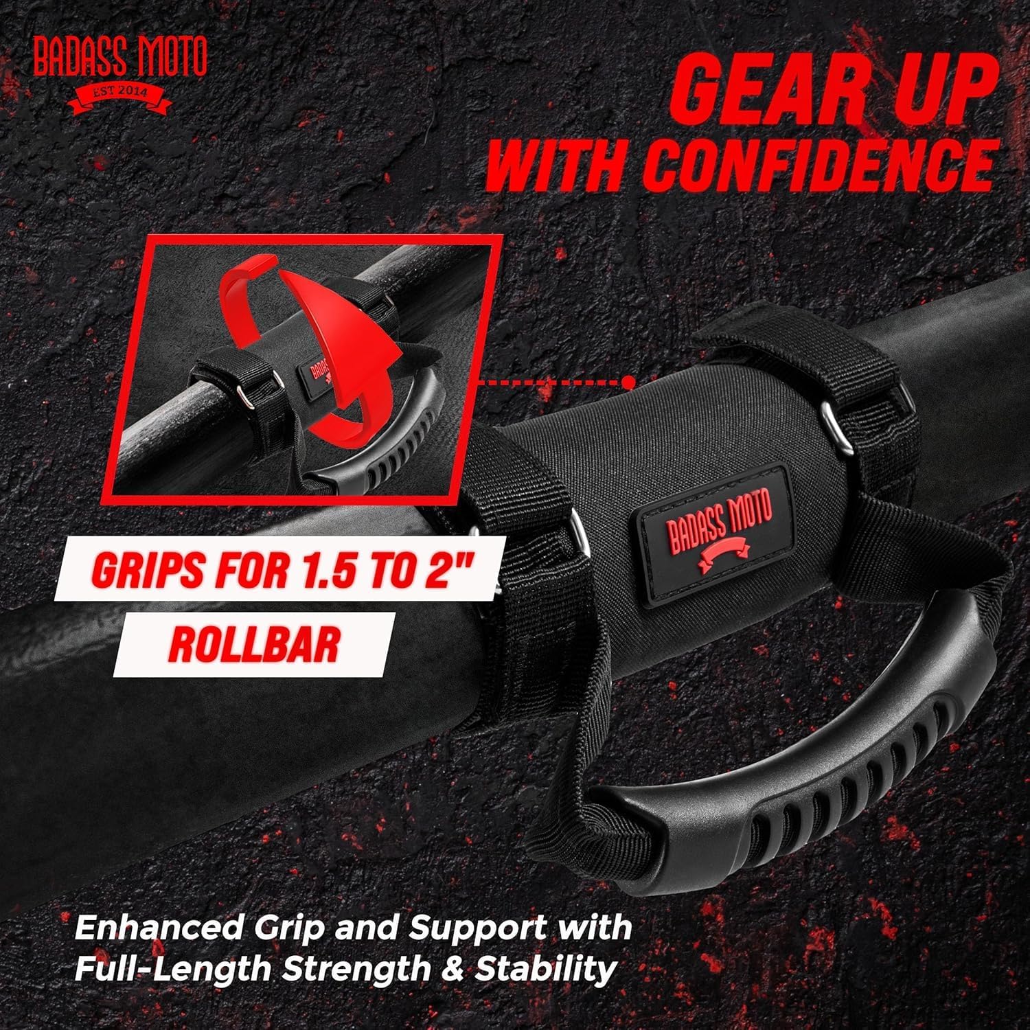 Badass Moto Roll Bar Grab Handles - SXS, ATV, & UTV Grab Handles Grips