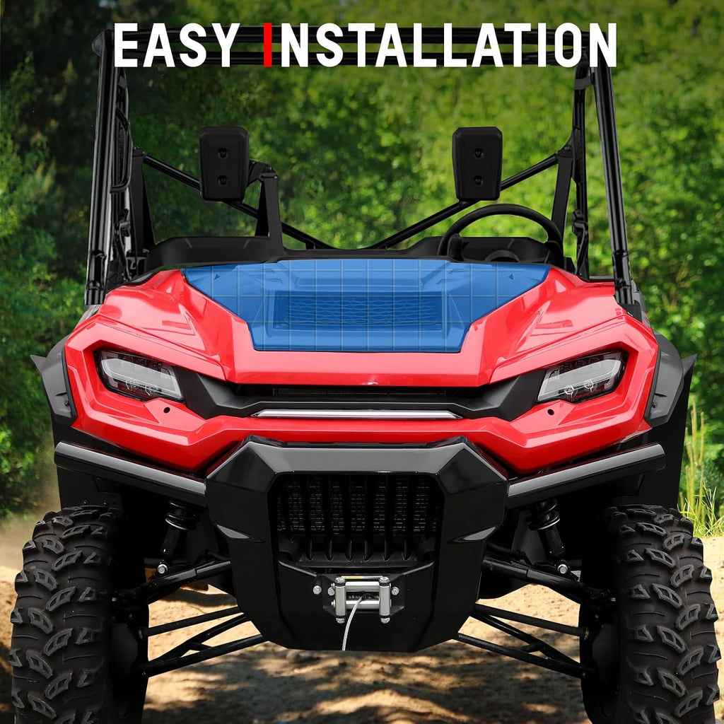 Sport Hood Scoop with Mesh for Honda Pioneer 1000 16-25, Black Front Hood Cover with Grill Vents Kit Air Flow Intake Hood Scoop for Honda Pioneer 1000-3 1000-5 1000-6 2016-2025 Accessories