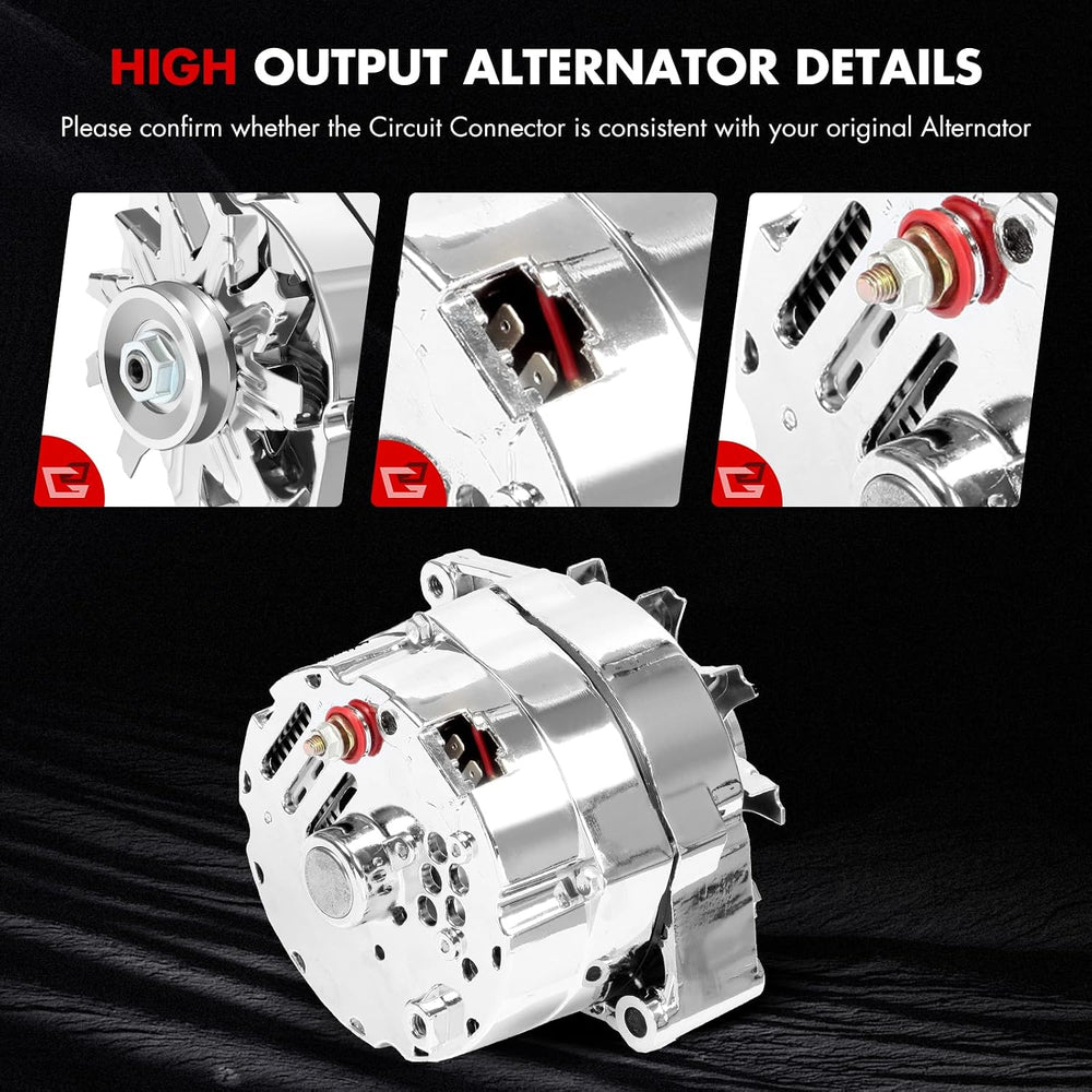 Alternator Chrome 1 Wire Self Exciting Street Rod for GM 305 350 BBC SBC