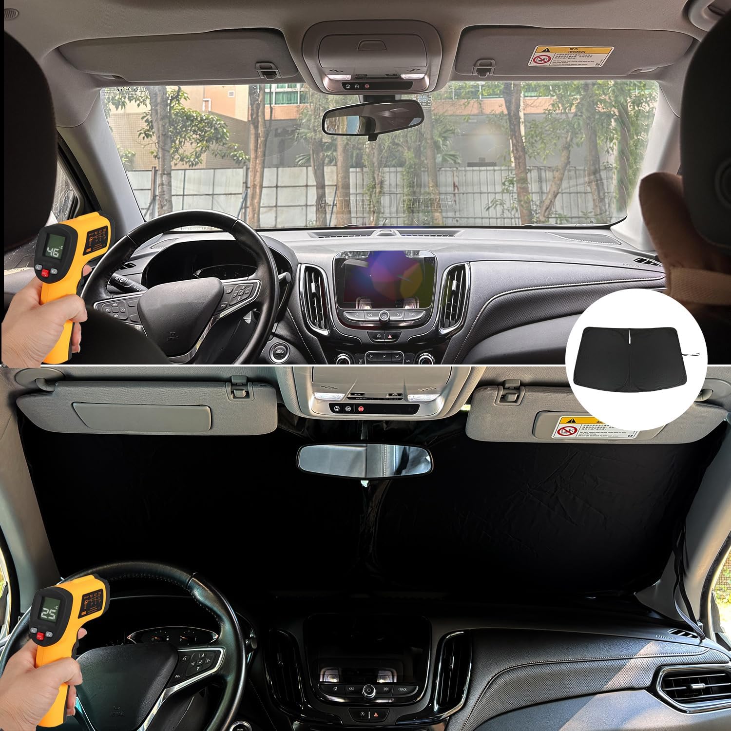 D-Lumina Windshield Sun Shades - Compatible with GMC Sierra 1500 2500 3500 2019 2020 2021 2022 2023 2024 2025 - Foldable Front Window Sun Protection, Heat Shield, Sunshade, Colourful
