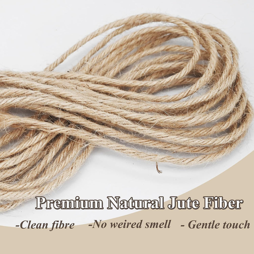 Natural Jute Twine Rope, 500ft x 1/8 inch, 6-Ply Heavy Duty for Crafts, Gardening, Gift Wrapping, Packing,Rustic Decoration