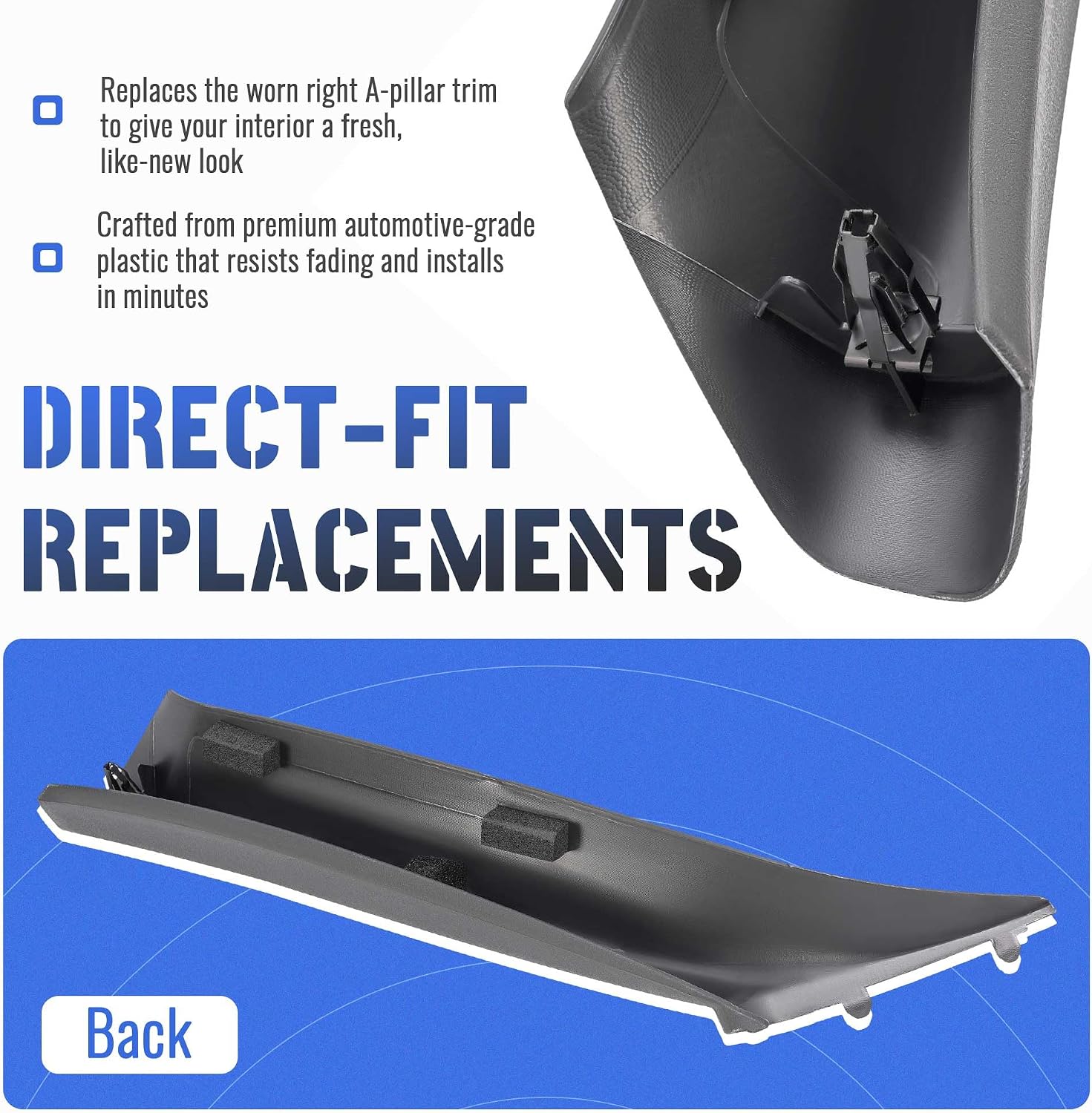 HECASA Windshield A Pillar Grab Compatible with 1999-2007 Chevy Chevrolet Silverado Suburban GMC Sierra Yukon Cadillac Escalade W/O Speaker Replacement for 15262946 Right Side Dark Gray