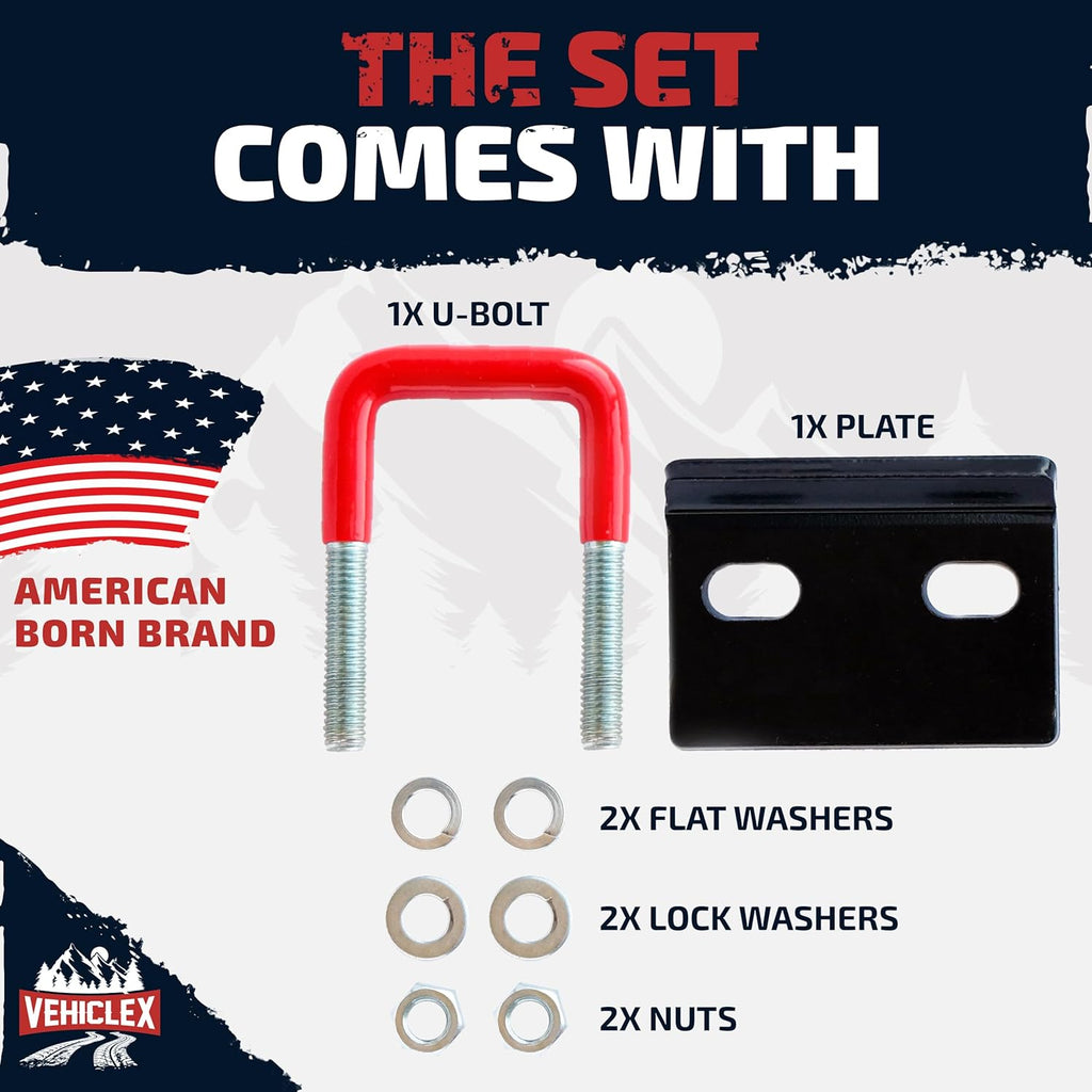 Vehiclex Anti-Rattle Hitch Tightener Clamp for 1.25" to 2" Receivers - Galvanized Heavy-Duty Stabilizer with 0.44" U-Bolt, Rust-Proof for Trailers & Trucks