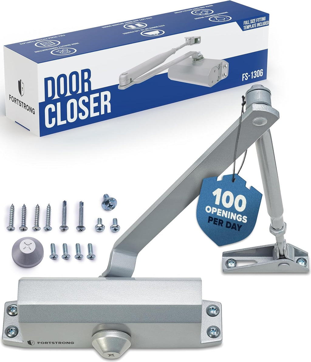 automatic door closer (silver), fs-1306 residential hydraulic auto, main product view