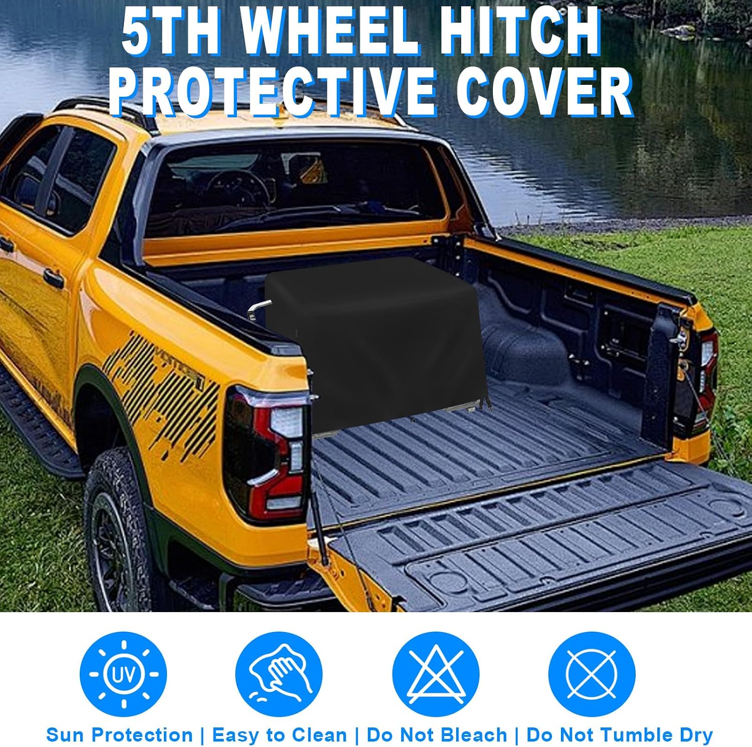 Waterproof 5th Wheel Hitch Cover for 15K-26K, 600D Oxford Fabric, Black