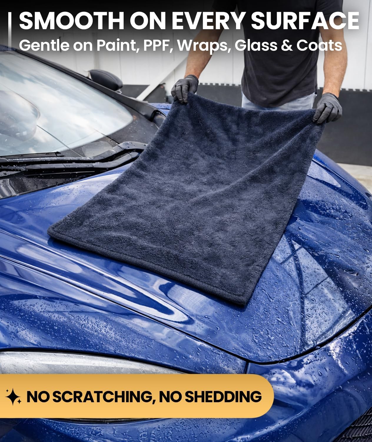EVEO Car Drying Towel - (1300 GSM) XL Drying Towels Car Detailing - Car Microfiber Towel (36"x24") Microfiber Drying Towels for Cars Towels Drying, Car Wash Towels, No Scratch, Ultra Absorbent - Grey