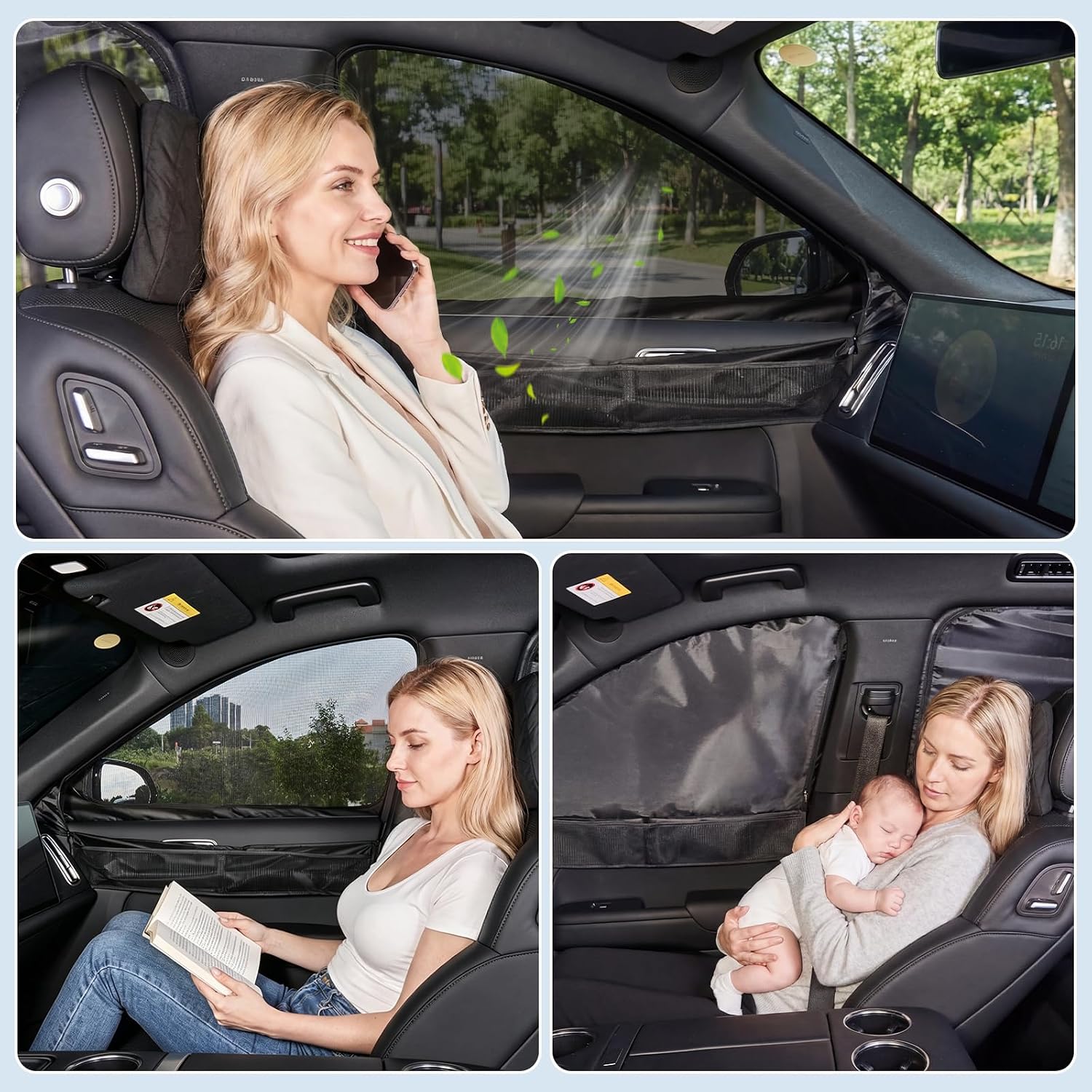 Side Window Screen Shades Compatible with Chevy Silverado 2020-2026, 2-in-1 Car Window Mosquito Net & Sun Shades Cover, Breathable Mesh Shade Bug Mosquito Privacy Protector for Camping