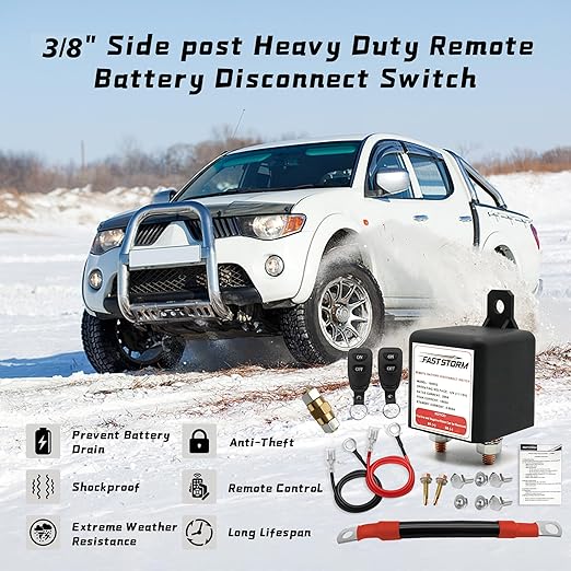 3/8" Side Post Remote Battery Disconnect Switch 12V Battery Kill Switch - Image 2